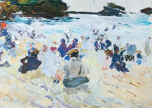浜辺に座る人々