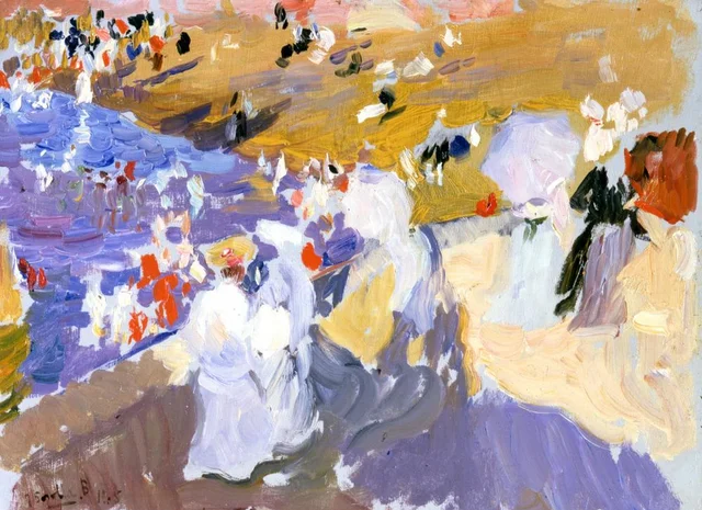 La playa, Biarritz (Damas paseando)