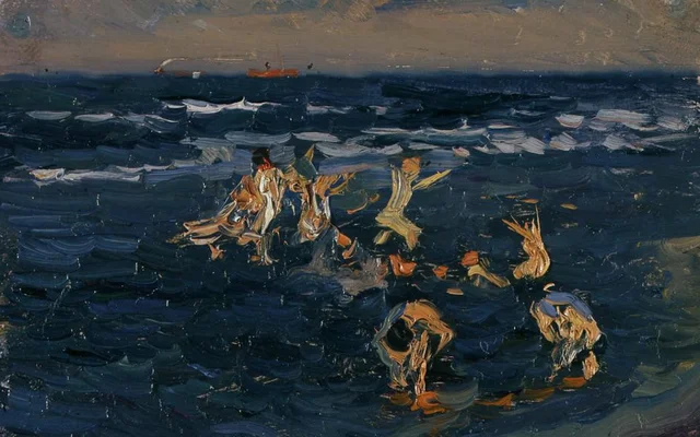 浜辺、バレンシア（波の中の少年たち）