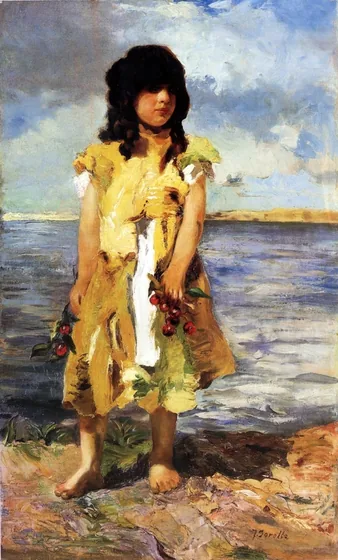 Une petite gitane avec des cerises (Une fille sur la plage).