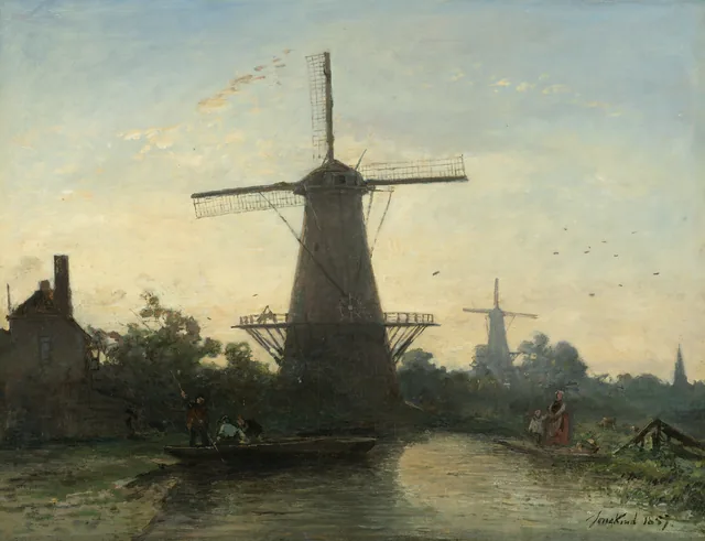 Molinos cerca de Róterdam, Johan Barthold Jongkind