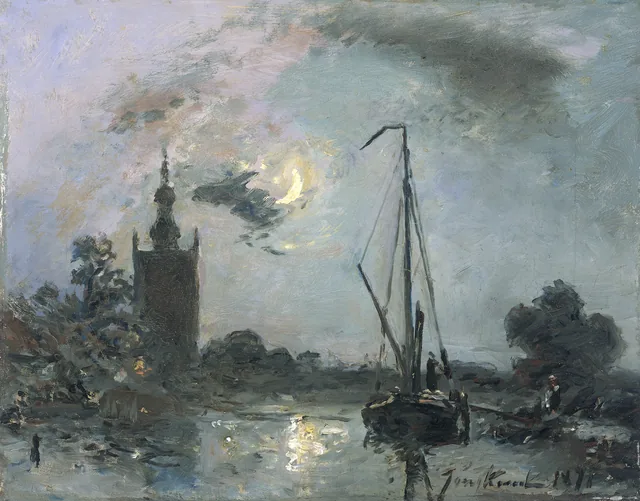 Overschie a la luz de la luna, Johan Barthold Jongkind