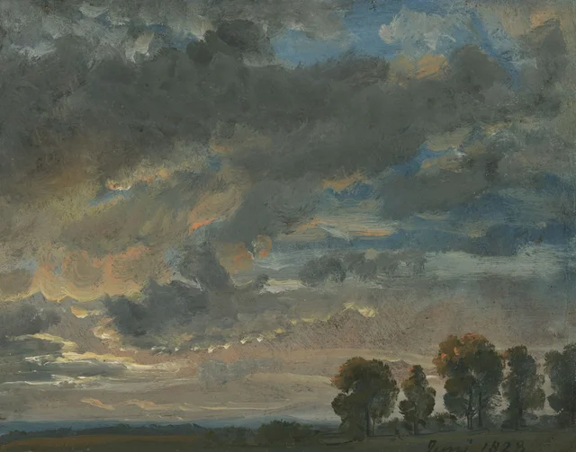 Cielo vespertino con nubes rojizas