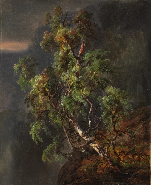 Birch Tree in a Storm, Johan Christian Dahl