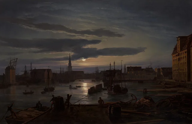 Copenhagen Harbor by Moonlight, Johan Christian Dahl