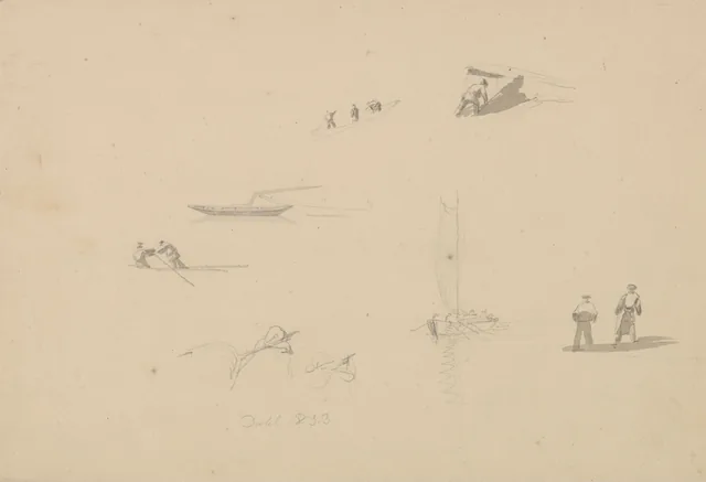 人物と舟の習作