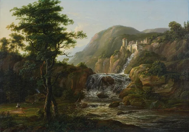 城のある山の風景