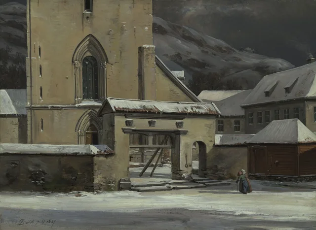 Le porche d'entrée de la cathédrale de Bergen, Johan Christian Dahl