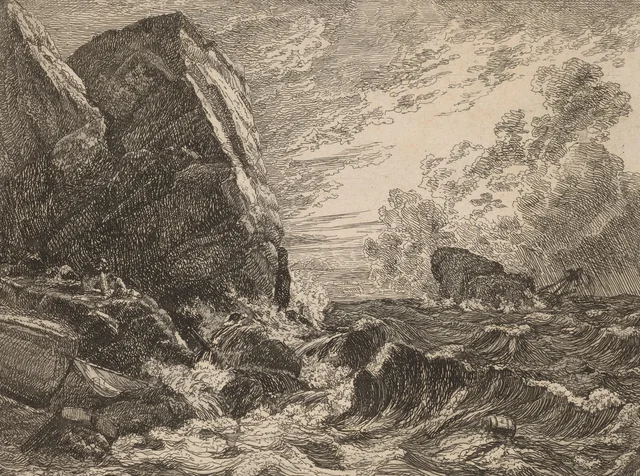 Costa noruega durante una tormenta, Johan Christian Dahl