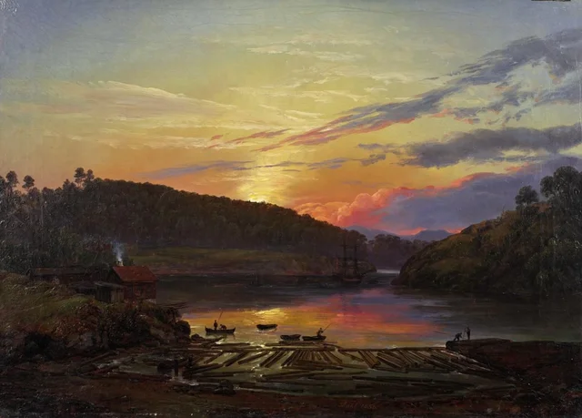 Puesta de sol cerca de Skien, Johan Christian Dahl