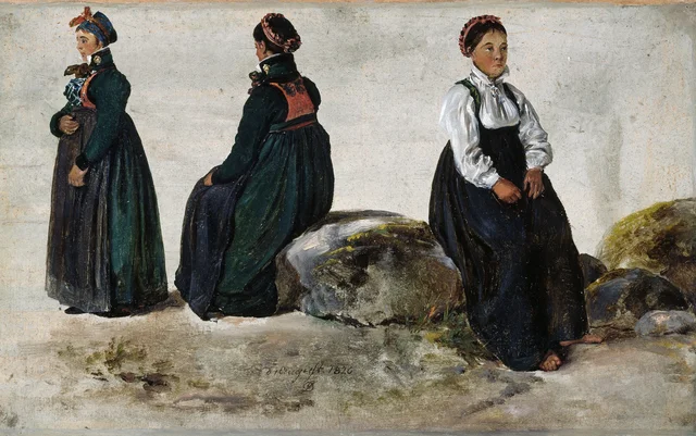 Estudios de trajes femeninos de Luster, en el Sogn
