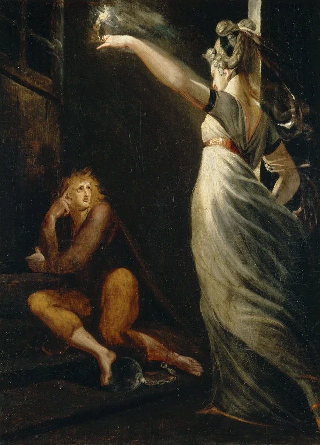 Almansaris visita Hüon na prisão, Johann Heinrich Füssli