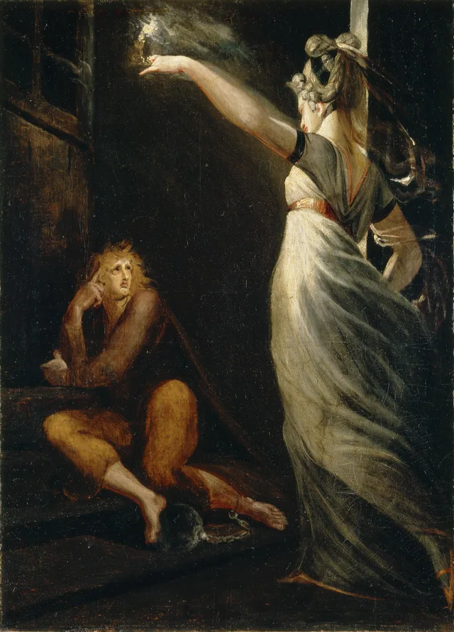 Almansaris visita Hüon na prisão, Johann Heinrich Füssli