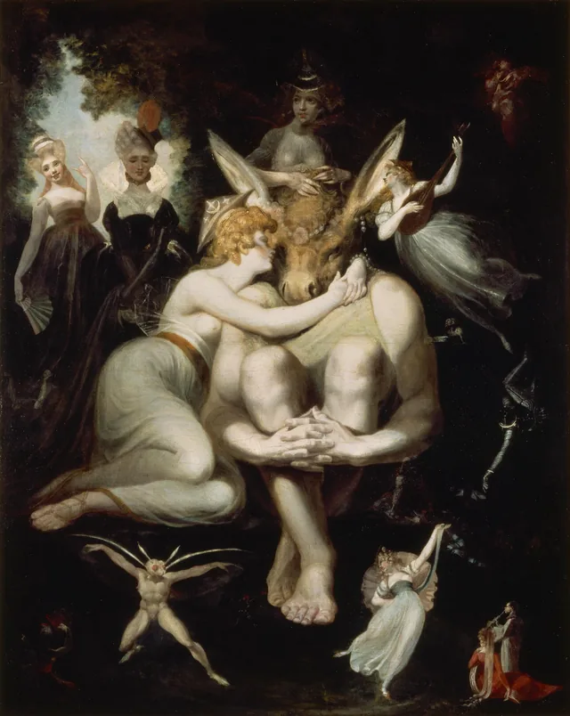 Titania enlaçant Bottom à la tête d'âne
