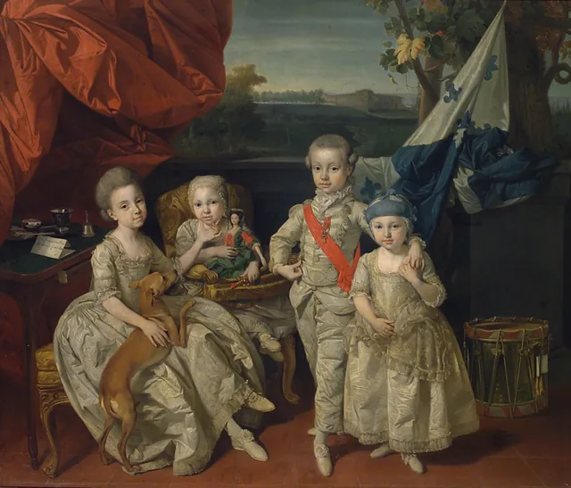 パルマ公子ルドヴィーコ(1773–1803)と3人の年上のきょうだい、カロリーナ(1770–1804)、マリア・アントニア(1774–1841)、シャルロッタ(1777–1813), ヨハン・ゾファニー