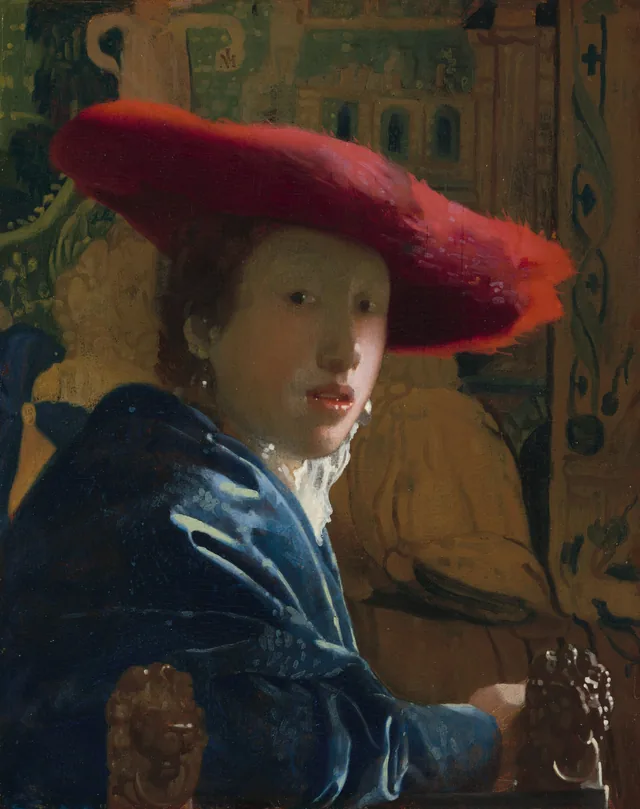 Moça com o chapéu vermelho, Johannes Vermeer
