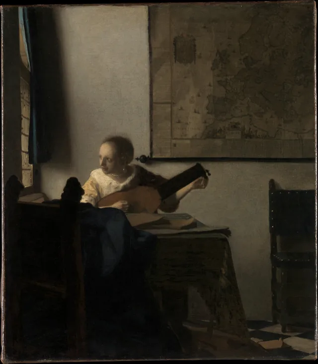 Jovem com um alaúde, Johannes Vermeer