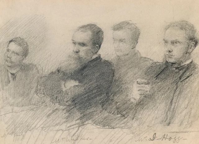 Miembros del Contemporary Club, 1886: el señor Baily, el señor Walker y J. Hogg (de izquierda a derecha)