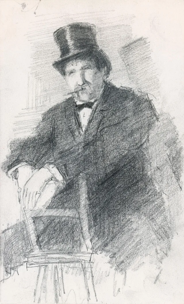 Retrato de um cavalheiro fumando um charuto; homem de boina escocesa (no verso), John Butler Yeats