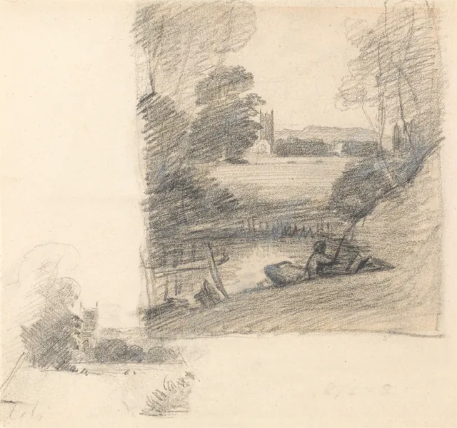 Two Studies of Dedham Church from the East