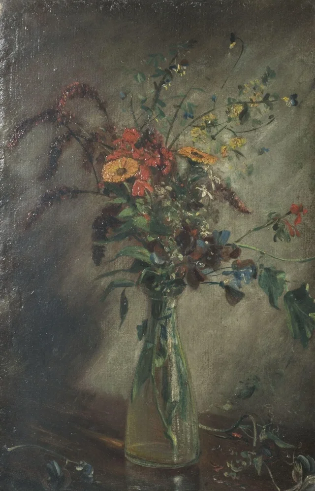 Étude de fleurs dans un vase en verre