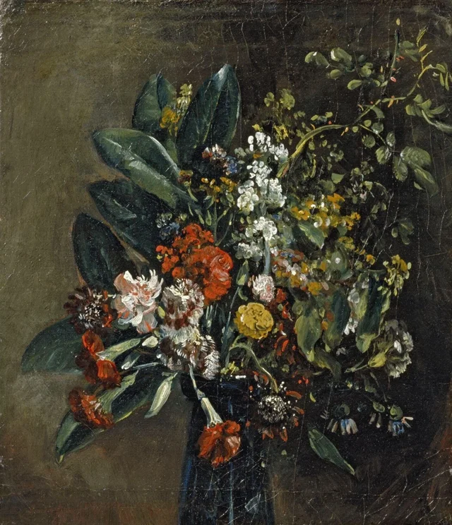 Étude de fleurs dans un vase en verre