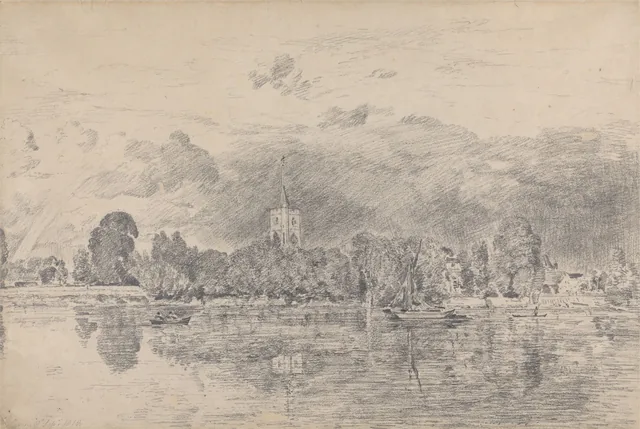 L'église de Fulham vue de l'autre côté de la rivière