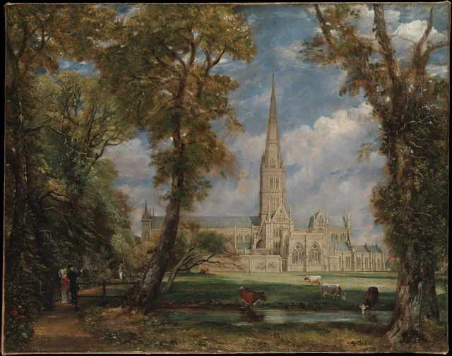 La cathédrale de Salisbury vue des terrains de l'évêque