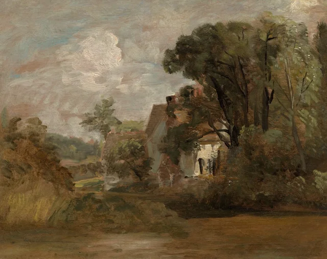 La casa de Willy Lott (recto); bocetos de paisaje con árboles y campanario de iglesia (verso)