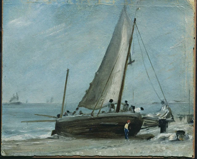 La plage de Brighton, avec bateau de pêche et équipage, John Constable