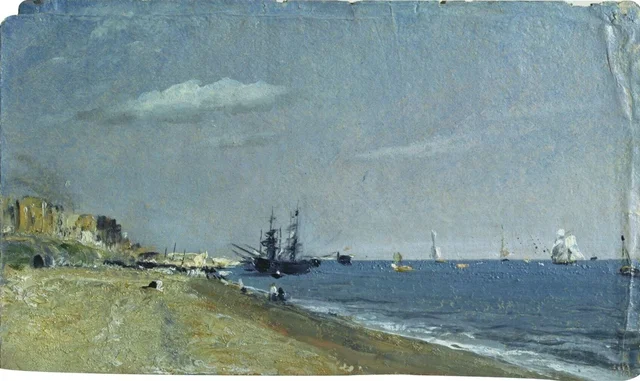 La plage de Brighton, avec charbonniers