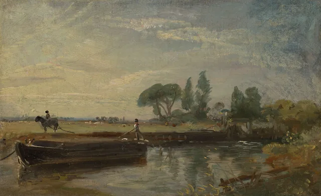 Péniche en contrebas de l'écluse de Flatford