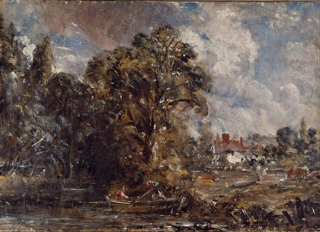 A River Scene, with a Farmhouse near the Water's Edge, John Constable
