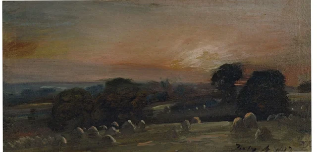 A Hayfield near East Bergholt at Sunset