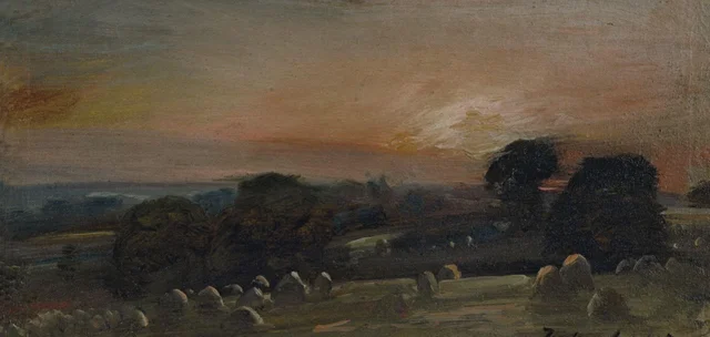 Un campo de heno cerca de East Bergholt al atardecer