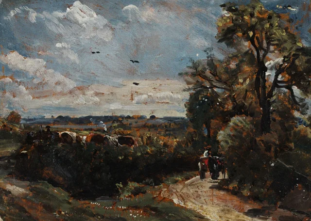 Un carro en un camino en Flatford