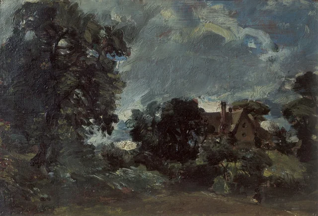 Una casa de campo y un camino en Langham (boceto para «La granja de Glebe»)