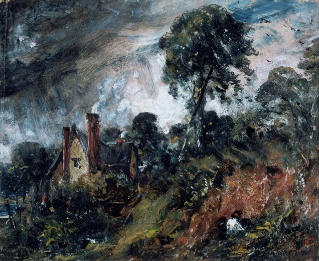 A Cottage among Trees, with a Sandbank, John Constable