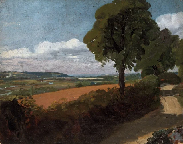 Vista de Dedham desde el camino que va de la iglesia de East Bergholt a Flatford