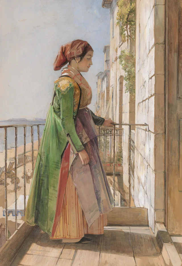 Una joven griega de pie en un balcón, John Frederick Lewis
