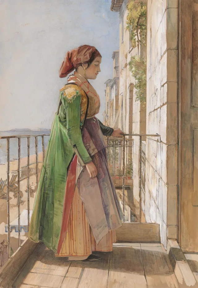 Uma jovem grega de pé numa sacada, John Frederick Lewis