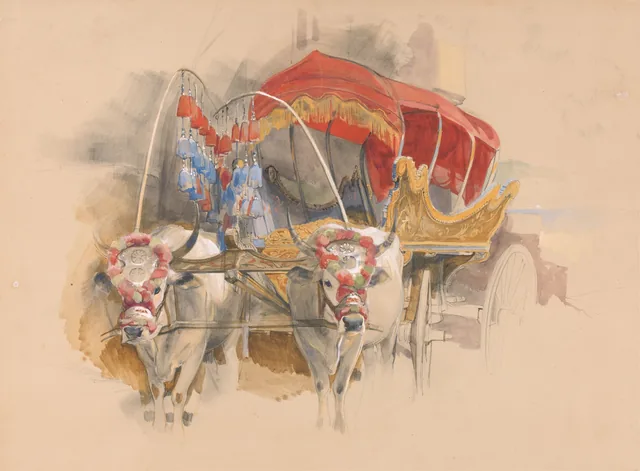 Uma araba turca puxada por dois bois brancos, Constantinopla, John Frederick Lewis