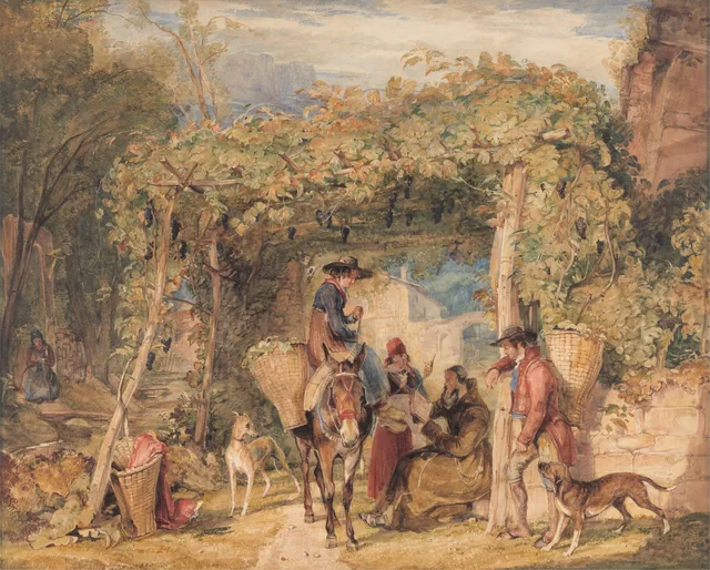 Figures and Animals in a Vineyard, John Frederick Lewis