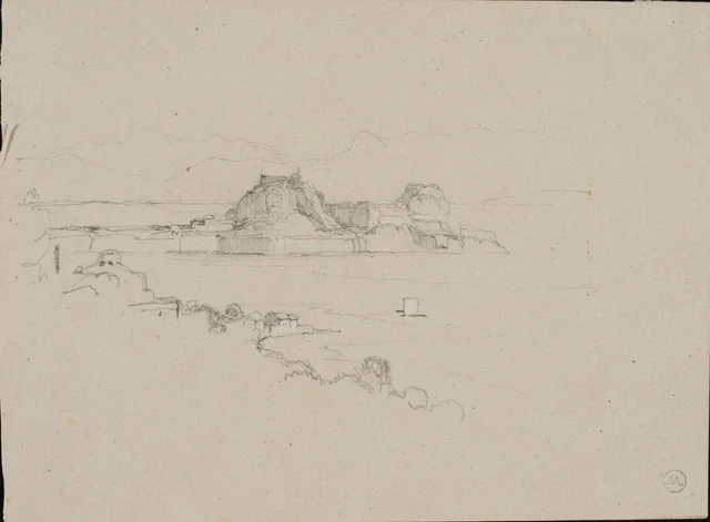 Esboço de paisagem: a cidadela e o porto de Corfu