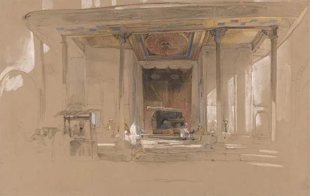 Entrada principal da Grande Mesquita (Ulu Cami), Bursa, Turquia, John Frederick Lewis