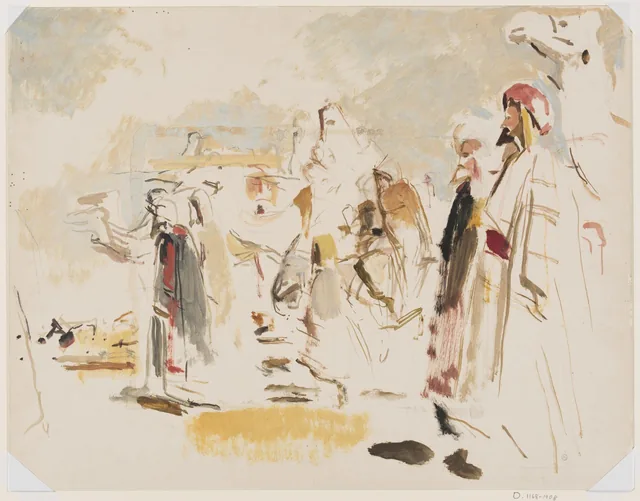 Esboço de composição rápido para o quadro «Um acampamento franco», John Frederick Lewis