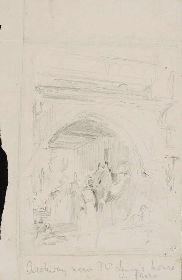 Esboço de composição rápido para o quadro «O Bazar de Bezestein, Cairo» [Khan el-Khalili], John Frederick Lewis