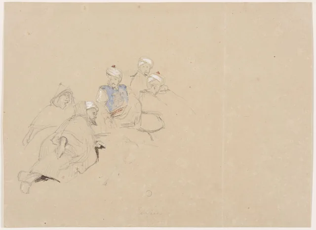 Esboço rápido de cinco árabes deitados, John Frederick Lewis