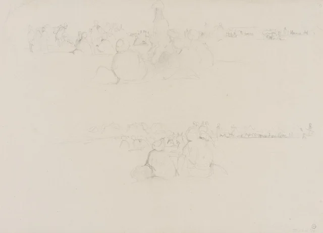 Esboços rápidos de árabes sentados num acampamento, John Frederick Lewis