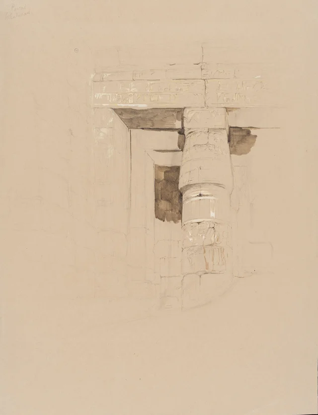 Esboço de uma coluna num templo do Egito antigo em Luxor, John Frederick Lewis